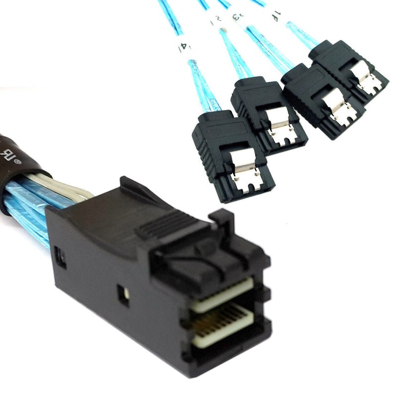 SFF-8643 Mini SAS HD Target to 4 SATA 7pin Host Hard Disk Data Server Raid Cable