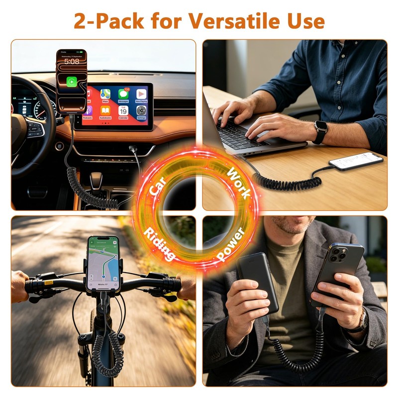 Car Carplay Cable 2Pack 3ft Coiled USB A to USB C Cable for Android Auto & Ca... gallery