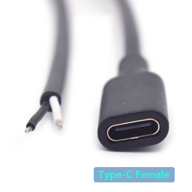 5x 1M/3.3FT USB Type-C Female to 2-Pin Bare Wire 22AWG 5V 3A DIY Repair Cable gallery