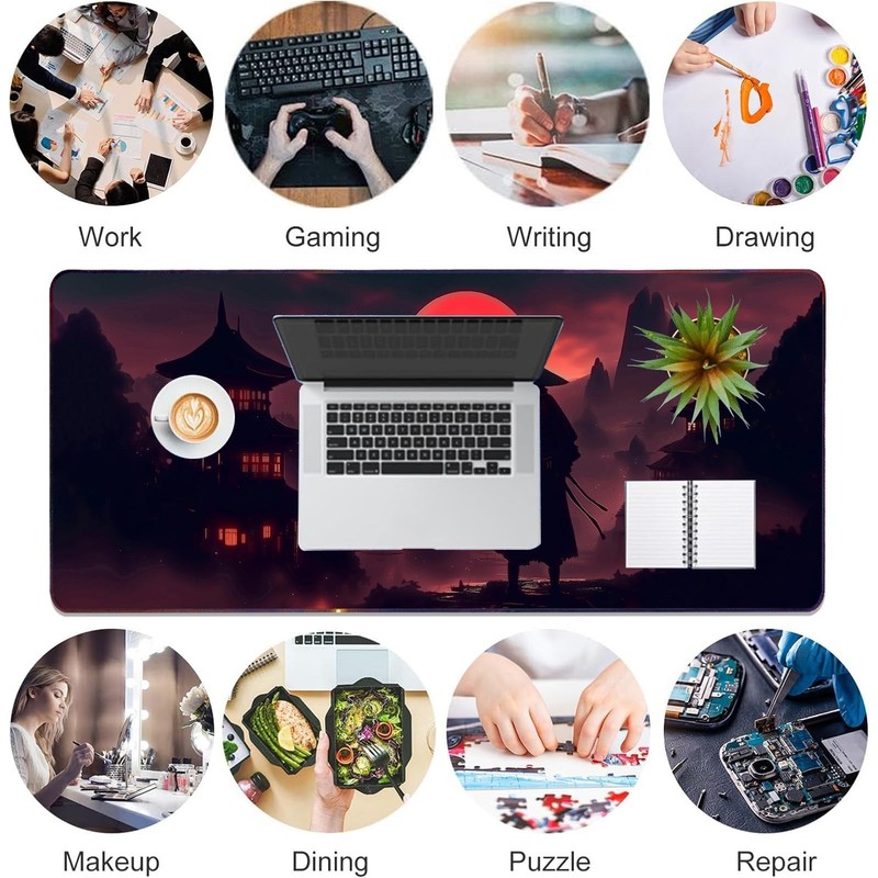 Moonlight Japanese Samurai Anime Mouse Pad Gaming Mousepad Non-Slip Rubber Ba... gallery