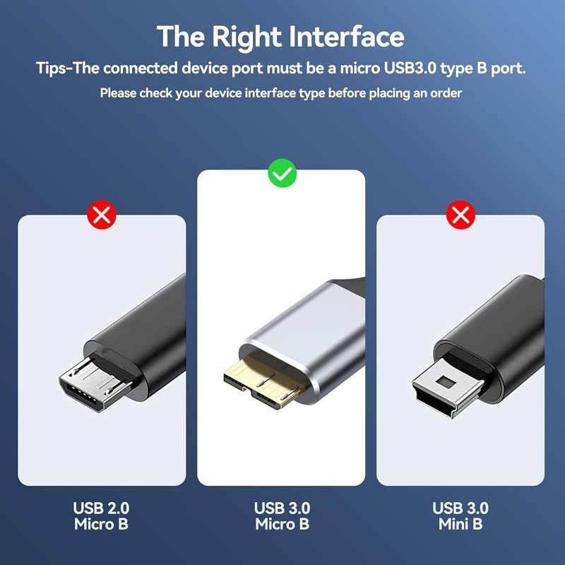 USB 3.0 Micro B Cable 1.5 FT - 5 Gbps High-Speed Data Transfer for SSDs & Lap... gallery