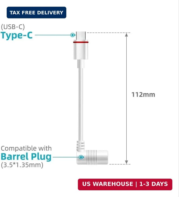 2PCS Barrel Plug to USB-C Adapter for Ring USB C Outdoor Cameras, Barrel Adapter gallery