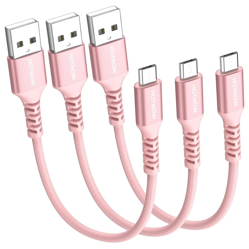 Short USB A to Micro USB Cable 1FT [3Pack Pink], 12 inch Android Charger Cabl... gallery