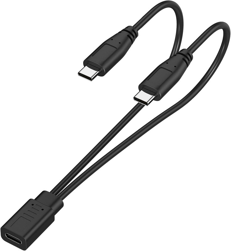 Weishan 2-In-1 USB C Splitter Charge Cable, USB-C Female to 2 Type-C Male 1 in 2