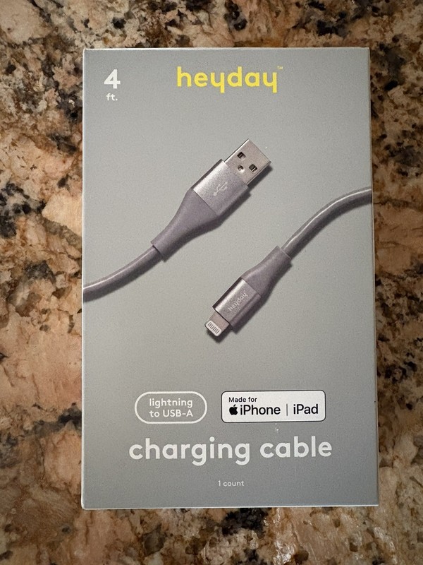 Heyday 4 Ft. Proprietary Connector to USB-A Charging Cable Made For iPhone/iPad