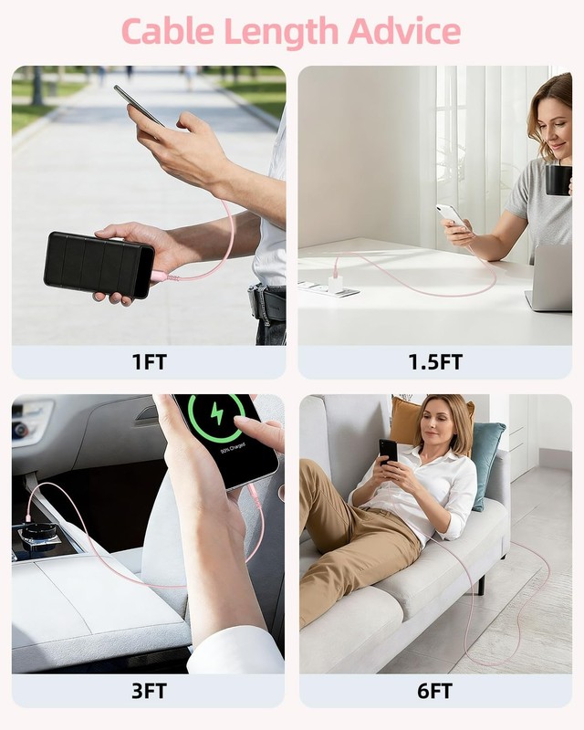 Short USB A to Micro USB Cable 1FT [3Pack Pink], 12 inch Android Charger Cabl... gallery