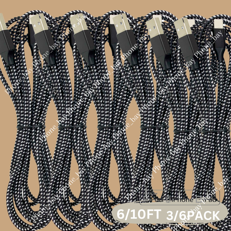 3/6 Pack USB Charger Cable Braided 6/10FT For iPhone 14 13 12 Fast Charging Cord