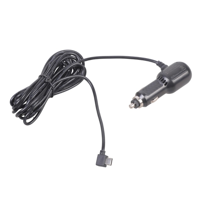Vehicle Charger Double USB Port 3.42m Angled Type C Cable 12V 24V Input Design