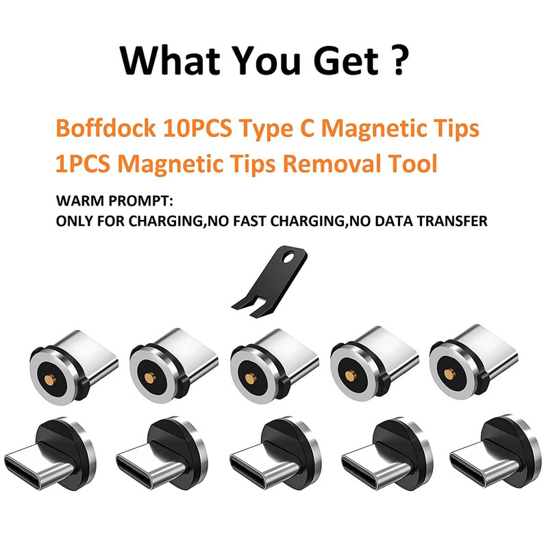 Magnetic Type C Tips with 1-Pin - 10Pcs Connector Tips Head without Charging Cor gallery