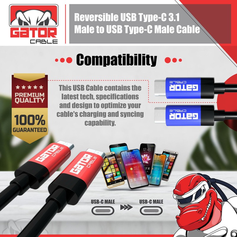 USB-C to USB-C Type-C Male Charger Cable Fast Charge 3.1 Data Sync Cord PD 20W gallery