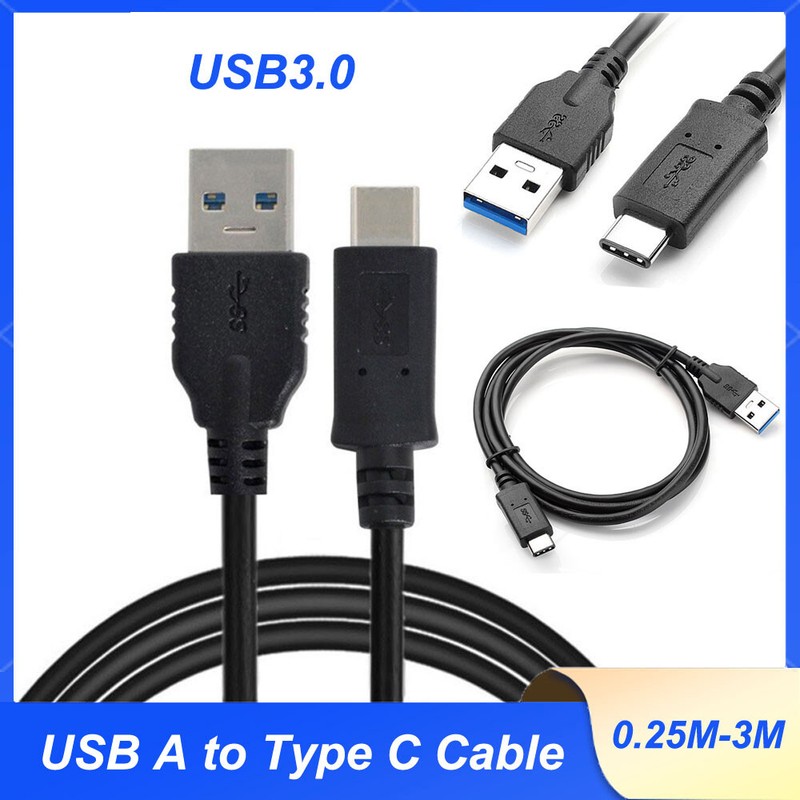 USB A to Type C Cable Fast Phone Charger Braided Long Lead 0.25M 0.5M 1M 2M 3M