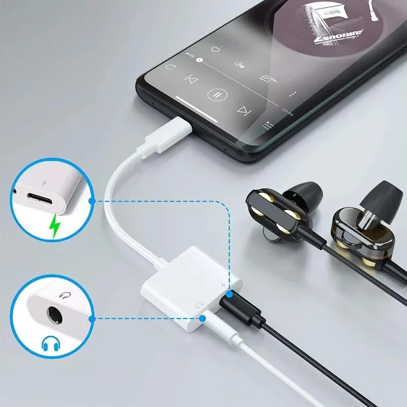 2 IN 1 Headphone Adapter Jack 8 Pin Data to 3.5mm AUX Cord Splitter,Compatible w gallery