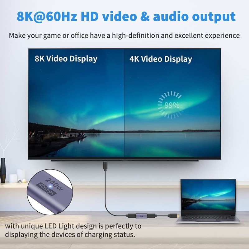 Universal USB 4 Type C Female To Female Adapter Connector Coupler 240W 40Gbps 8K gallery