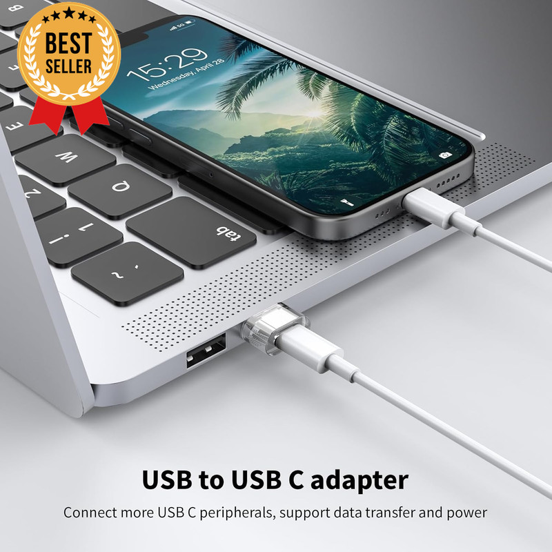 5-Pack USB to USB C Adapter Charger Converter for Apple Watch iPhone 16 Samsung gallery