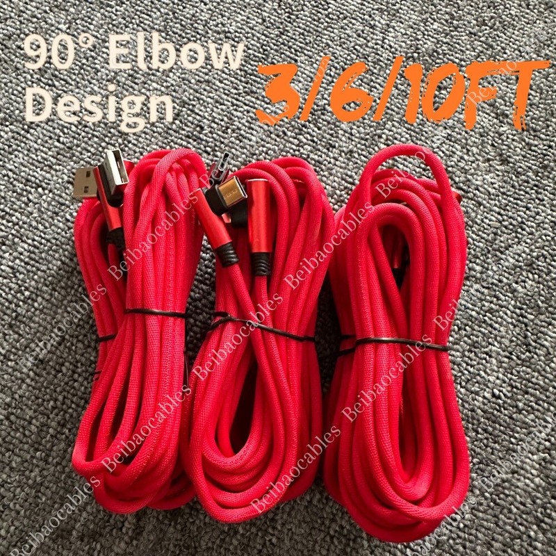 90 Degree Right Angle Cable USB C Type C Cord For Samsung iPhone 15 Pro Max LG