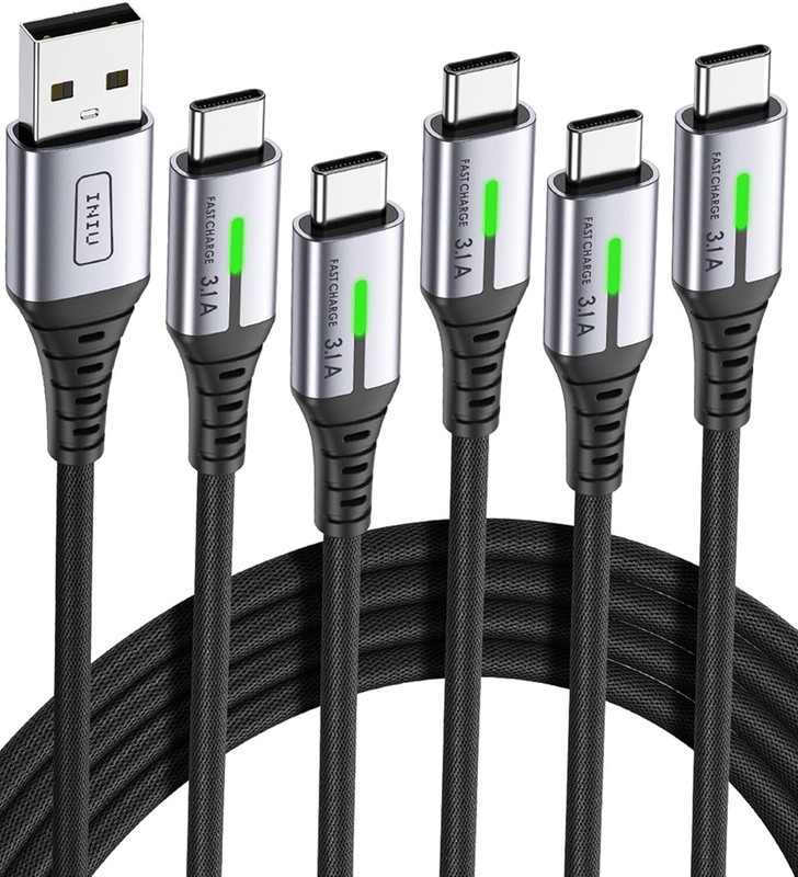 INIU USB to C Cable Fast Charging, [5 Packs, 1.6FT+3.3FT*2+6.6FT*2]