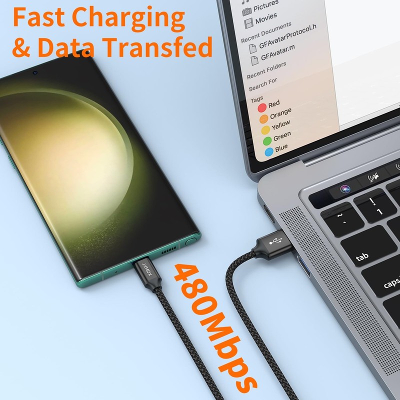 Short USB C Cable (0.5Ft 3-Pack), USB a to Type-C Charger Cord 3.1A Fast Chargin gallery