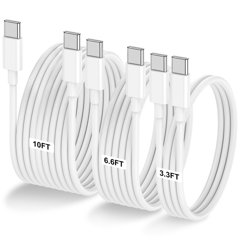 3-Pack 60W USB C To Type C Cable Fast Charging Power Cord Lead White Mixed