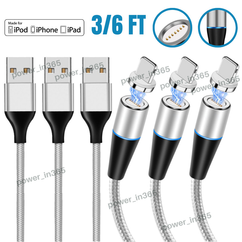 3/6FT Magnetic USB Fast Charger Cable Adapter Data Cord for iPhone 13 12 11 XR 8