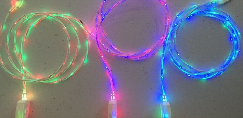 DUAL LED Light-up Micro USB Charger Data Cable for Samsung LG HTC Nokia Motorola