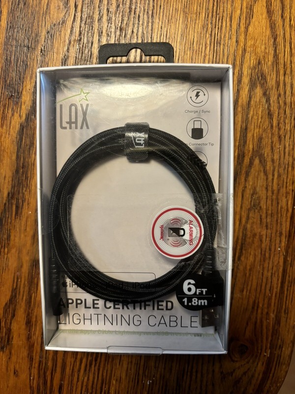 LAX Charger Cable 6 ft New in box IPhone Ipad charger cable NEW