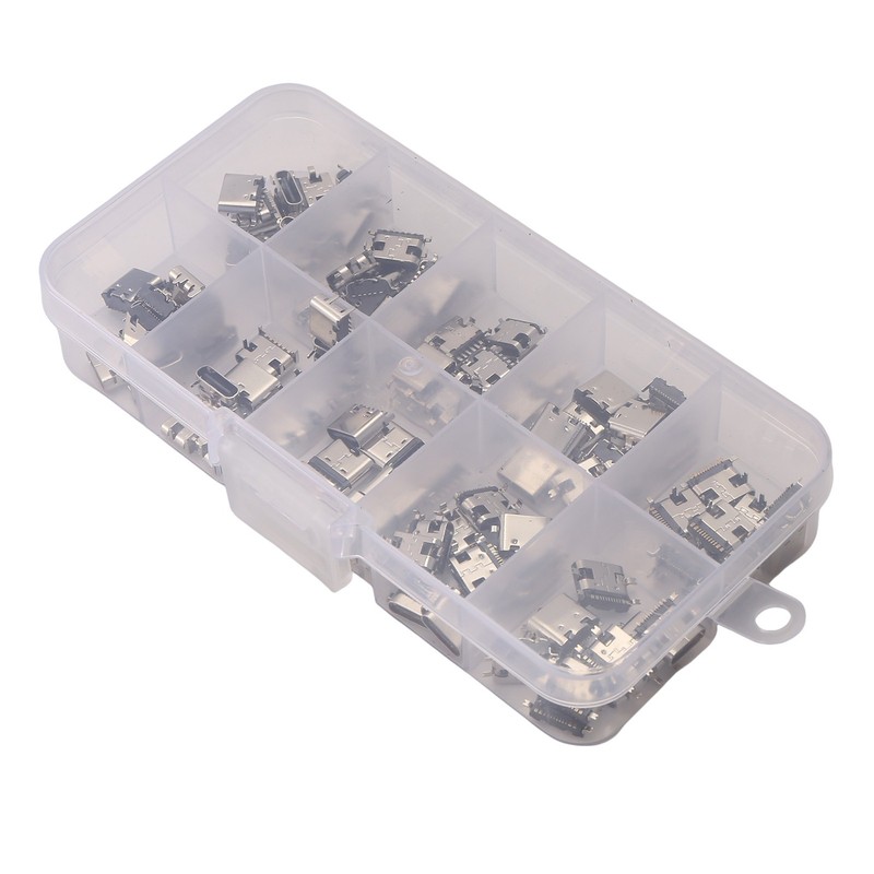 100Pcs/Lot 10Models Type-C USB Charging Dock Connectors Mix 6Pin and 16Pin8907