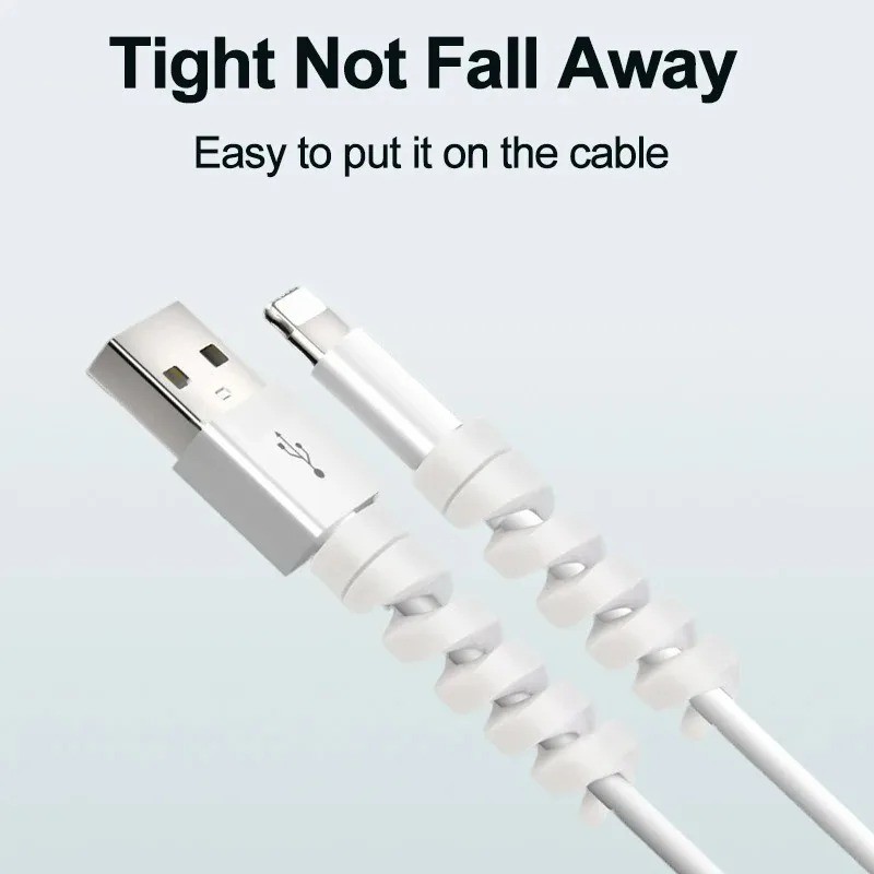 10PCS USB Cable Protector Charging Cable Spiral Silicone Protective Sleeve Wire gallery