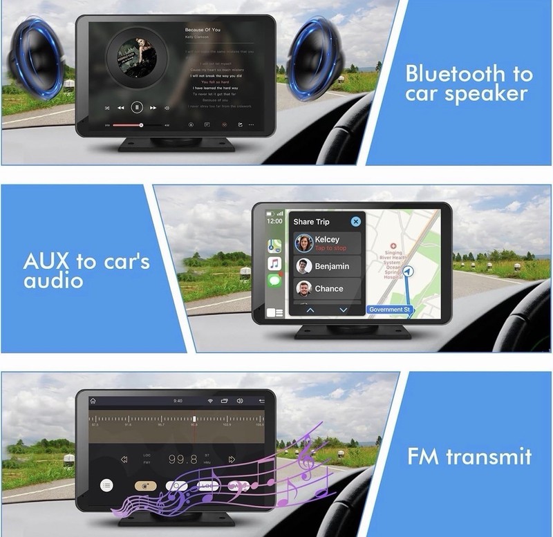 7" HD Portable Carplay Wireless Touch Screen Double Din Car Stereo gallery