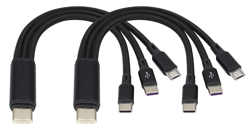 2 Pack 20 Cm Multi USB C Y Splitter 2 Type C 1 Micro USB Male Charging Cord gallery