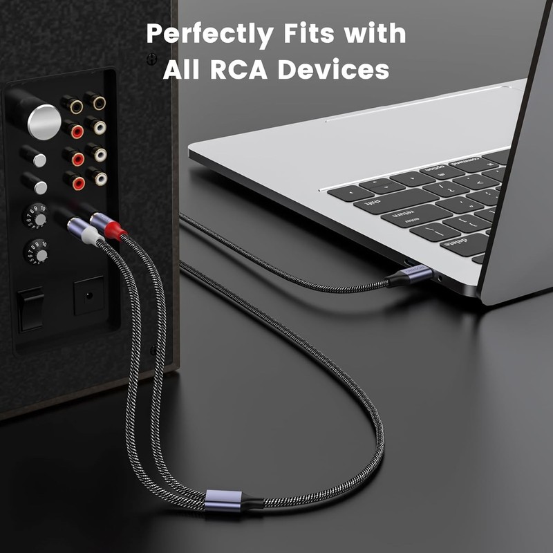6.6FT USB-C to 2 Male RCA Cable - Smart DAC & High-Speed Audio Transmission gallery