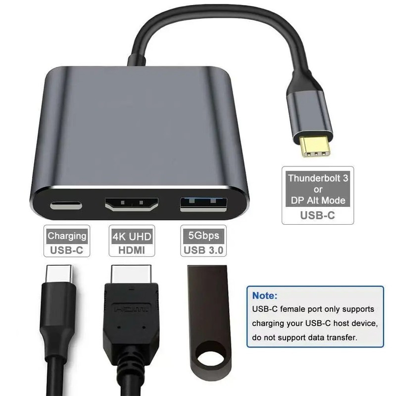 USB C Hub 3 Port USB 3.0 Adapter Splitter for Laptop PC MacBook Fast Data