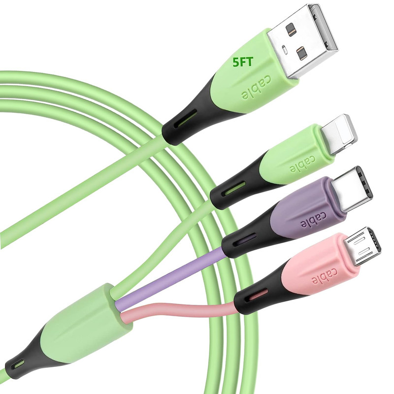 Multi Charging Cable (2Pack 5FT), 3 in 1 Universal USB Charging Cable for Multip gallery