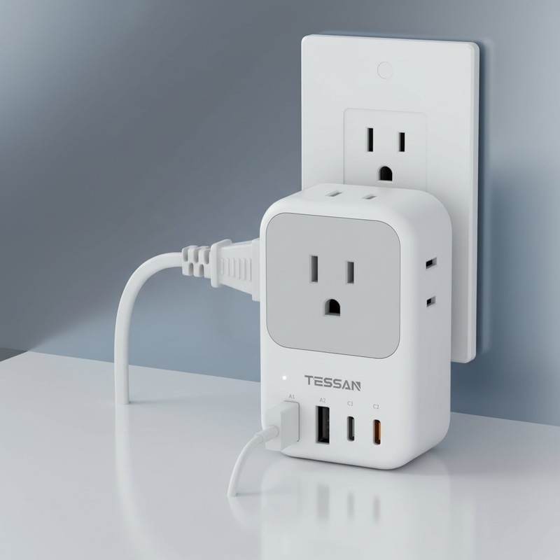 USB Charger Block 20w PD USB Plug Adapter with Electrical 4 Box Splitter 3 USB