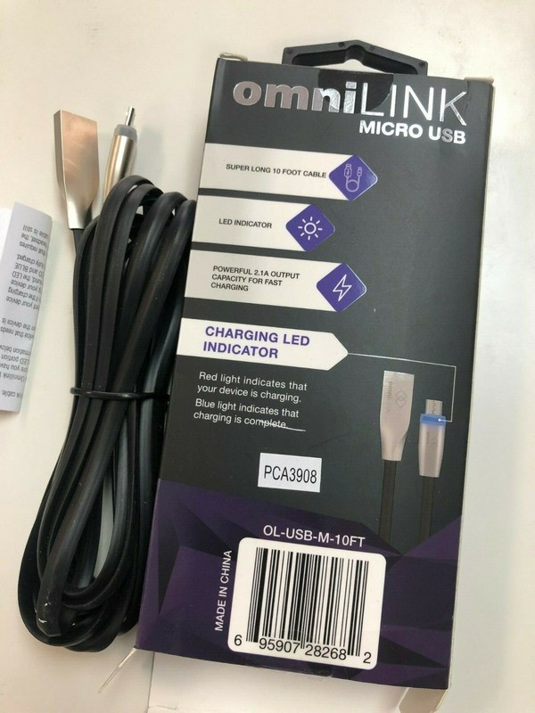 OmniLINK Illuminated 10 ft Micro USB Data Cable with 2.1 true fast charge & LED gallery