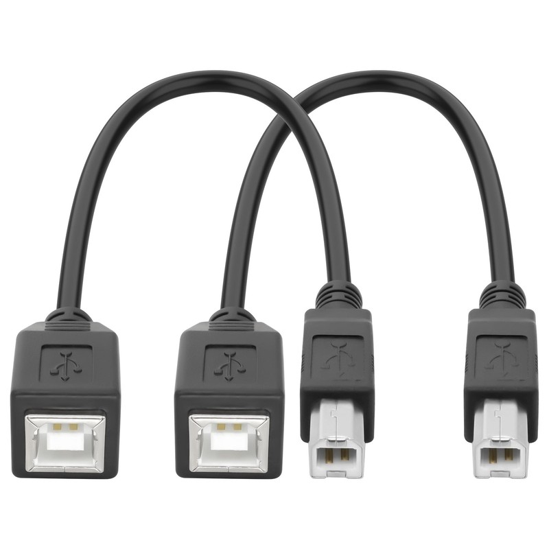 USB 2.0 TypeB Male to Female Printer Short Extension Cable 25CM Cord 2 PCS