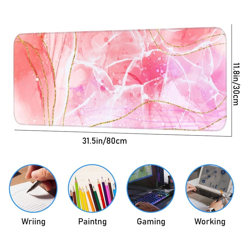 Pink Mouse Pad, Large Gaming Mouse Pad, Non-Slip Base and Stitched Edges, for... gallery