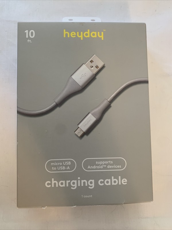 10′ Micro-USB to USB-A Round Cable – heyday™ Cool Gray/Silver