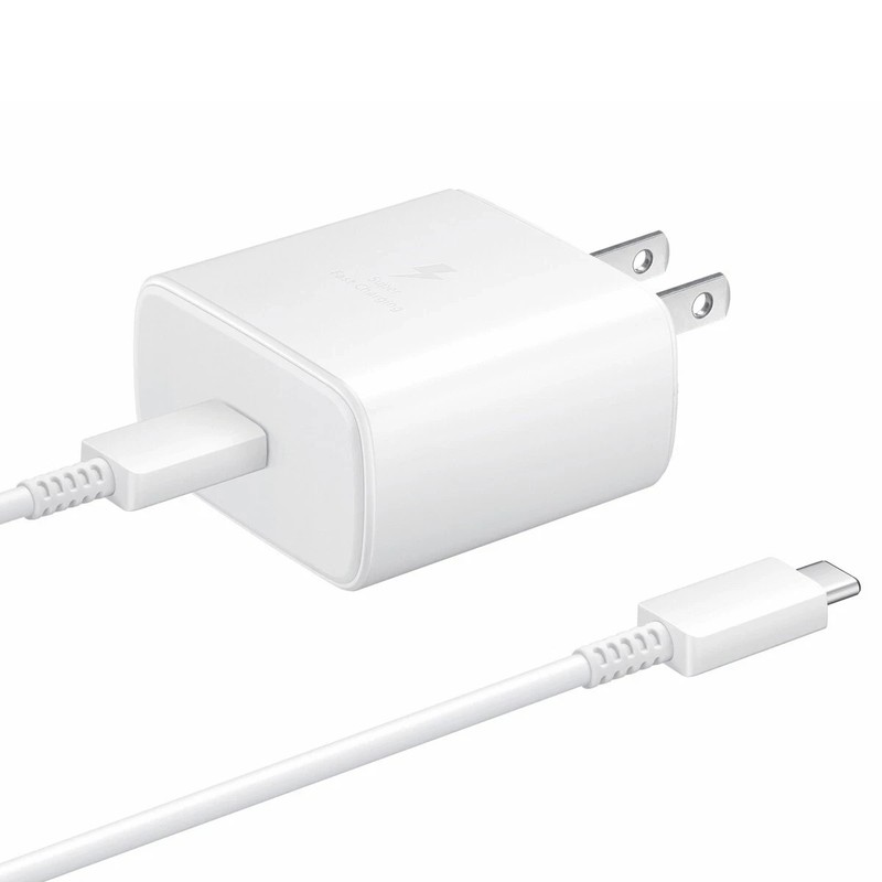 USB C Fast Charger/ Cable 45W PD Adapter for Samsung S25 S24 S23 S22 S21 White