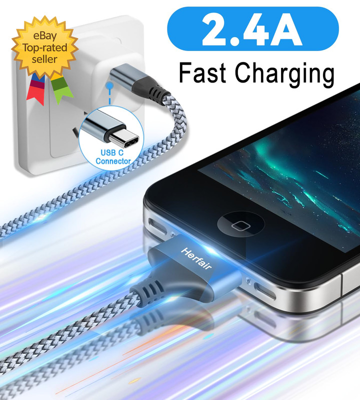 USB C to 30 Pin Charger Cable Nylon Braided Modern Charging Cord Compatible gallery
