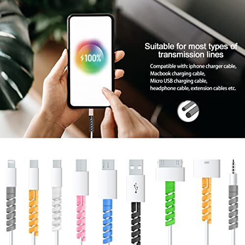 35 Pack Charging Cable Protector Spiral Tube Wire Protectors Cord Sleeve gallery