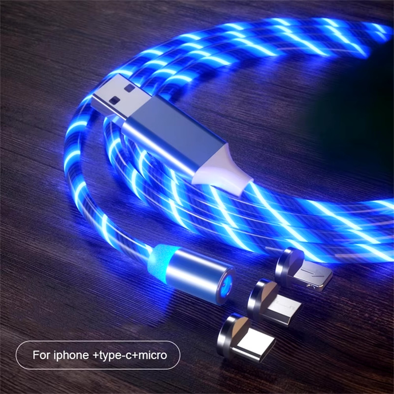 Magnetic 3-in-1 LED Charging Cable for Apple and Android Devices