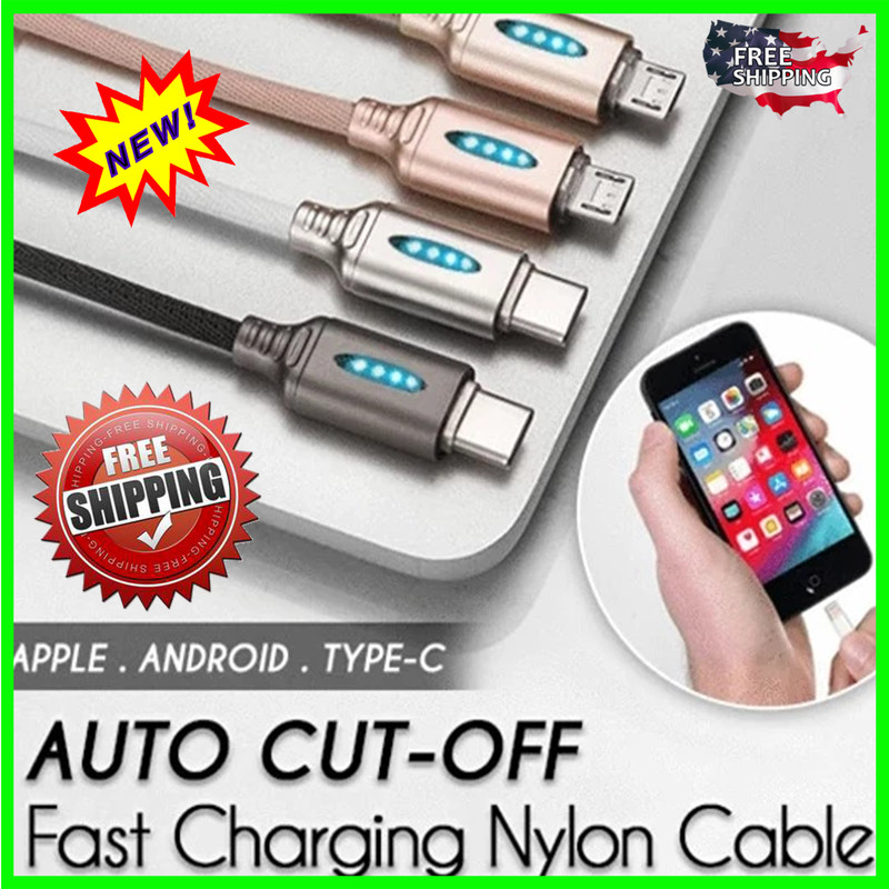 Auto Cut-Off Fast Charging Nylon Cable,Auto Disconnect Nylon Braided Sync Charge gallery