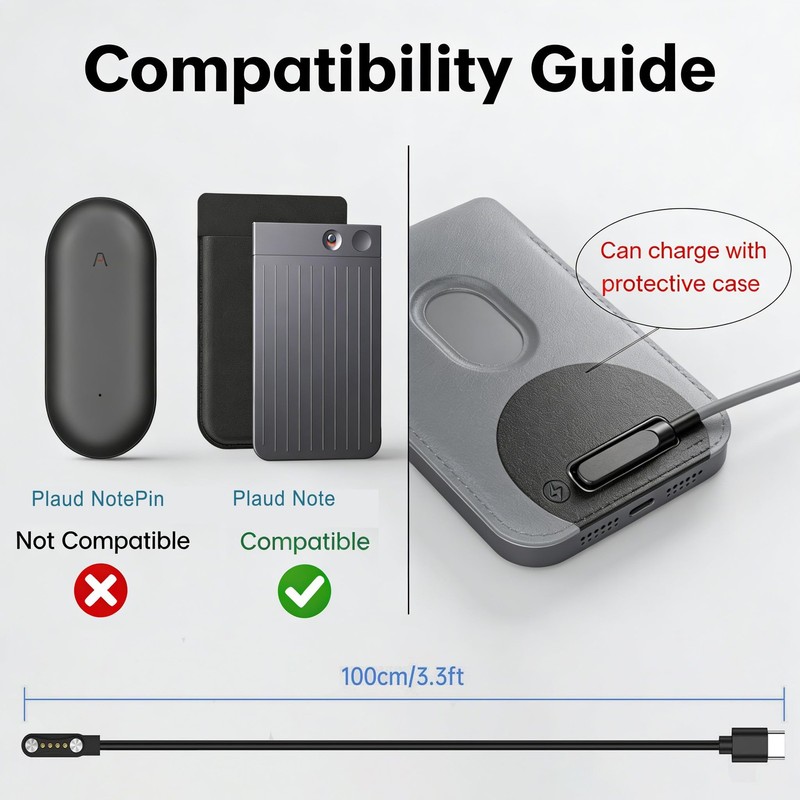 Charger Cable Cord for PLAUD Note/Plaud Note Pro AI Voice Recorder USB C Magn... gallery