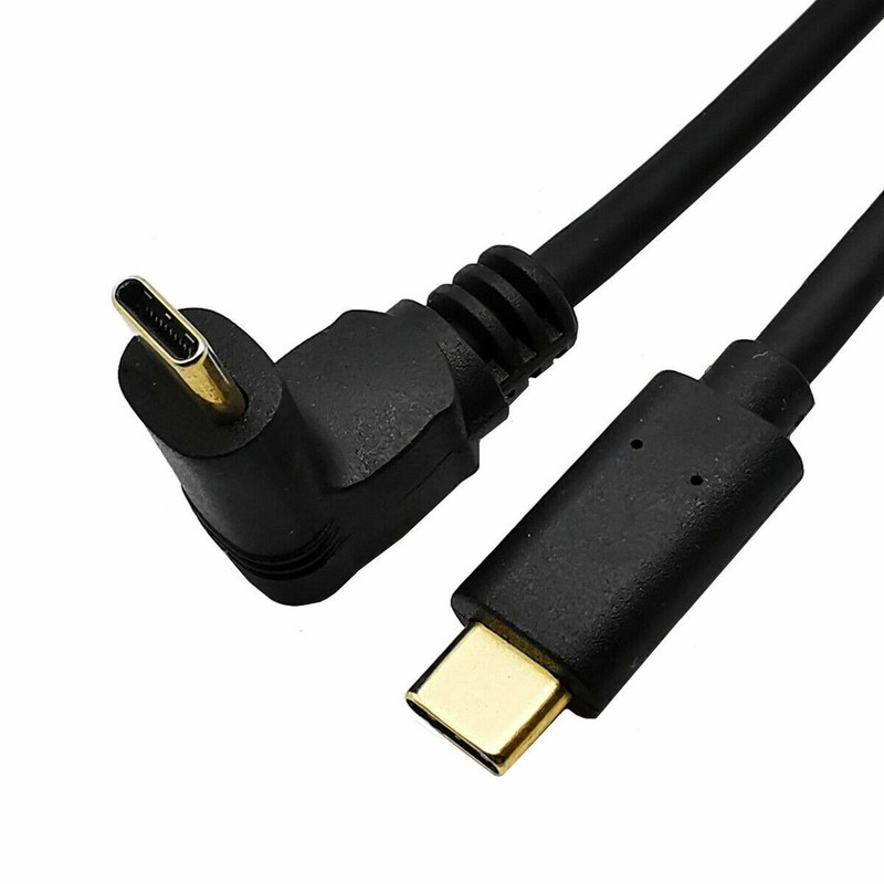 1x USB Type C Cable 90° to 3.1 C Male to Male Adapter Fast Charge Charging 3A 1m gallery