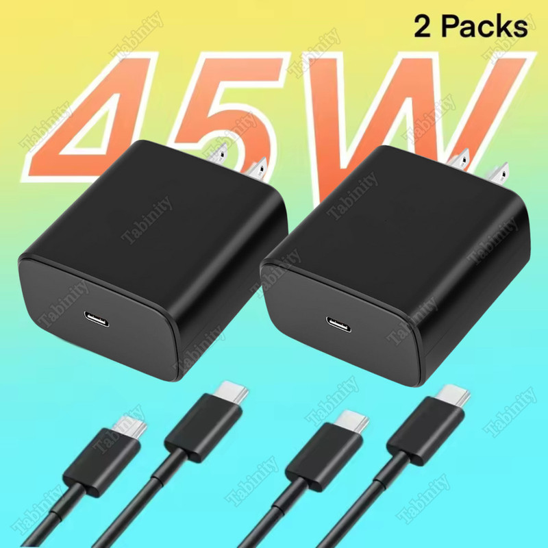 45W Fast Charger Power Adapter USB C Type C Cable For Samsung S25 24 23 22 21 20