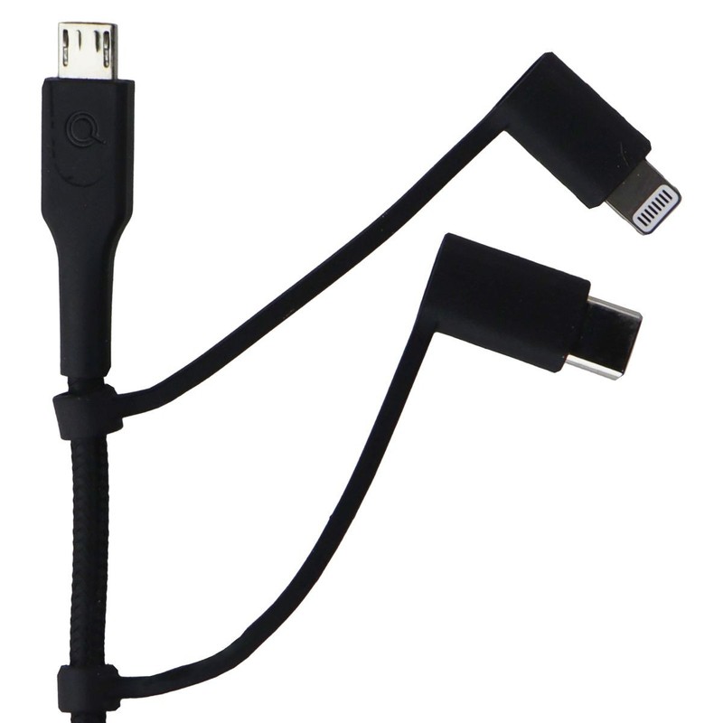 Quikcell 6FT USB-A to Micro USB, USB-C & 8-Pin Charging Cable - Black gallery