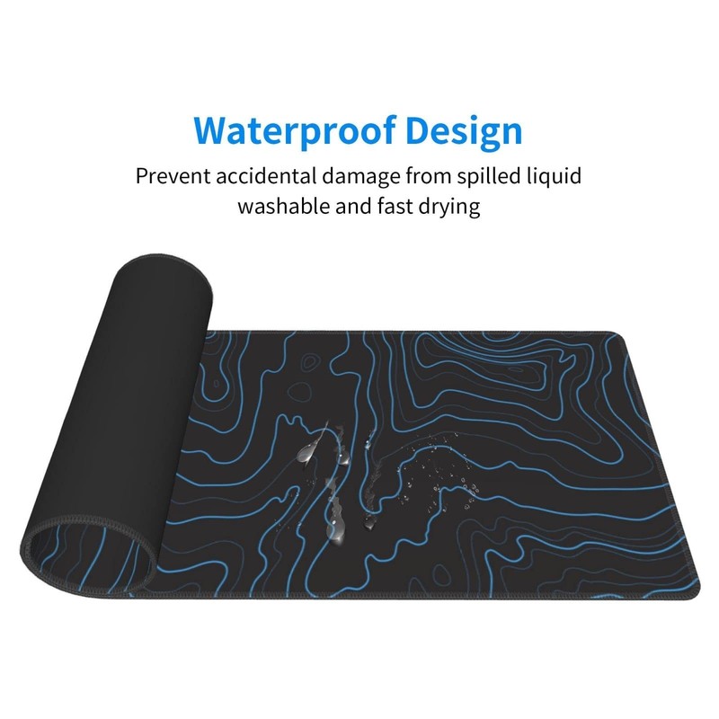 Topographic Contour Gaming Mouse Pad XL, Large Non Slip Rubber Mousepad, Stit... gallery