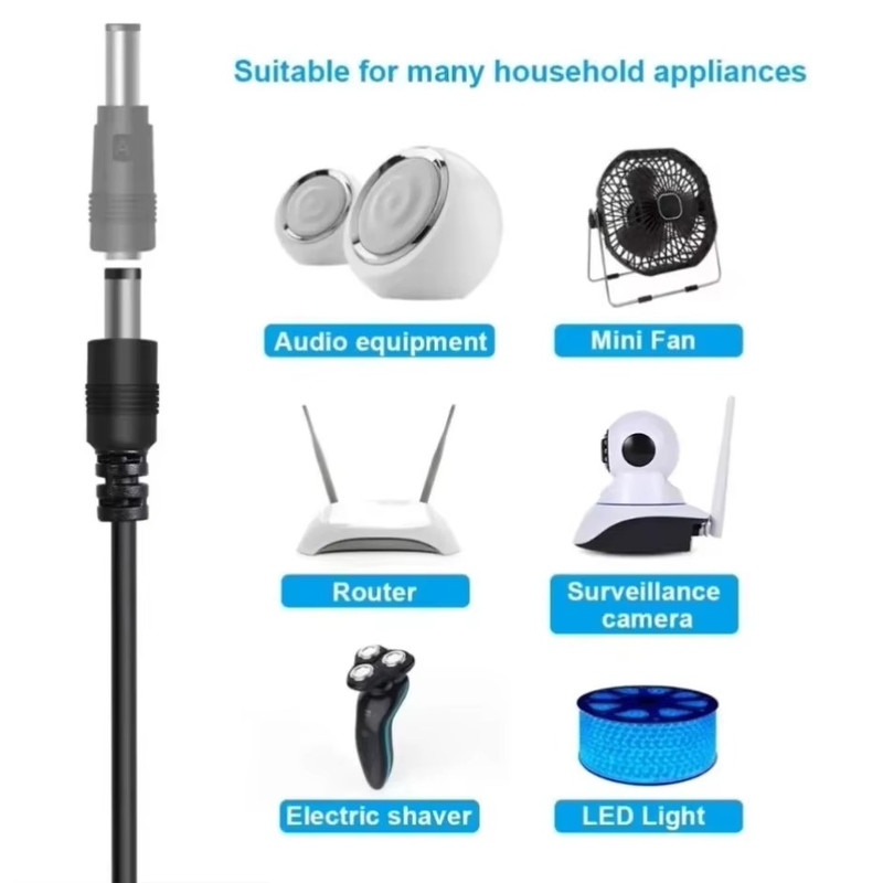 Universal Power Cable USB to DC 5.5 * 2.1mm Jack 5V Charging Cord 8 in 1 Connect gallery