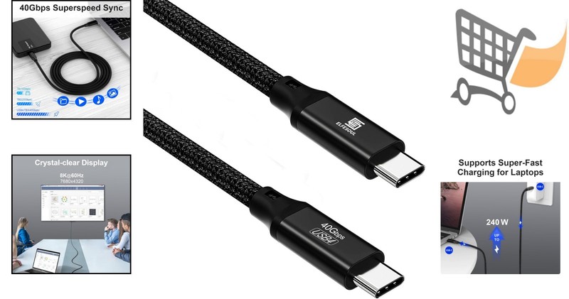 USB C to C Cable 6.6ft 8K HD 40Gbps Data 240W Fast Charging for Laptops gallery