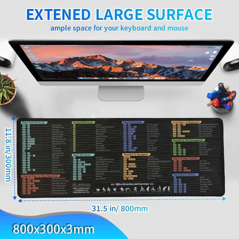 FL Studio Mousepad, Extra Large Fruity Loops Studio Shortcuts Mouse Pad, Larg... gallery